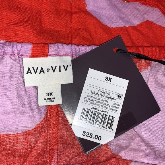 Ava & Viv Women's Plus Size Sleeveless Cross Back Woven Dress -Abstract Red - Picture 5 of 10